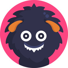 Funny colorful face of monster Icon. character for site, video, animation, website, infographic, messages, comics, newsletters.