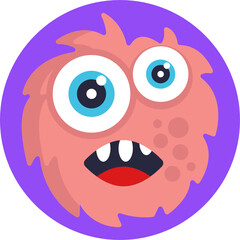 Funny colorful face of monster Icon. character for site, video, animation, website, infographic, messages, comics, newsletters.