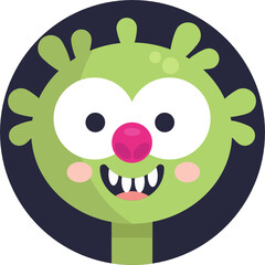 Funny colorful face of monster Icon. character for site, video, animation, website, infographic, messages, comics, newsletters.