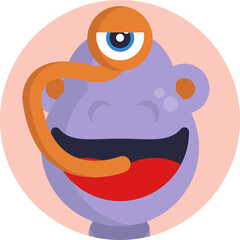 Funny colorful face of monster Icon. character for site, video, animation, website, infographic, messages, comics, newsletters.