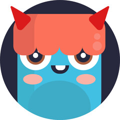 Funny colorful face of monster Icon. character for site, video, animation, website, infographic, messages, comics, newsletters.