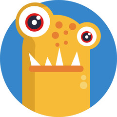 Funny colorful face of monster Icon. character for site, video, animation, website, infographic, messages, comics, newsletters.