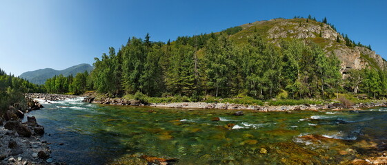 Russia. South Of Western Siberia. mountain Altai. Rocky rapids on the river Kumir near the village of Ust-Kan.