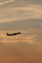 airplane in the sunset