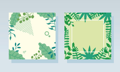 tropical leaves templates set, colorful design