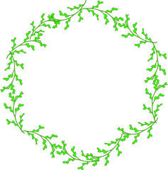 Obraz na płótnie Canvas Frame round circle of green branche for lettering or art or words card