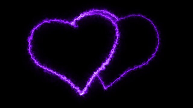 Valentine's Day. Animation. Animated neon hearts on a black background. Neon heart. nonstop. The 14th of February.Romantic