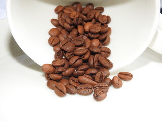 coffee beans and cup