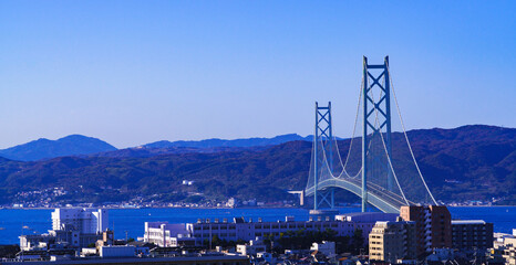パノラマ　青空　明石海峡大橋　（別名　パールブリッジ）
