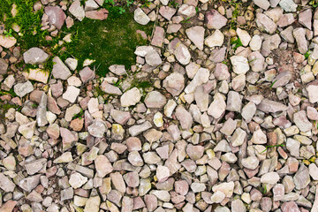 Breakstone with green moss background texture