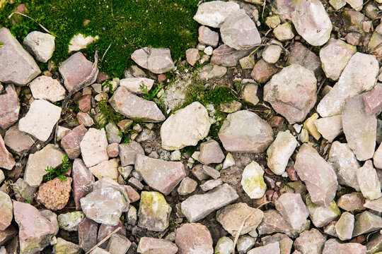 Breakstone with green moss background texture