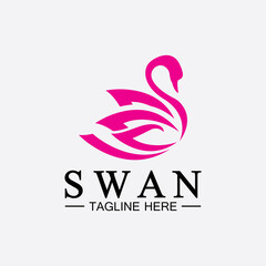 Swan logo icon vector illustration  design template.elegant Flying swan bird logo