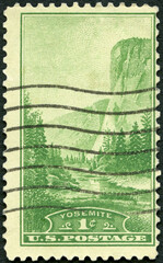 USA - 1934: shows El Capitan, Yosemite, California, National Parks Issue, 1934