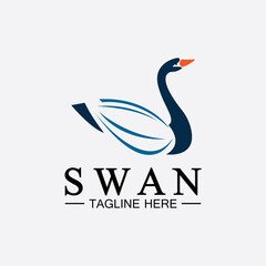 Swan logo icon vector illustration  design template.elegant Flying swan bird logo