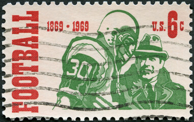 USA - 1969: shows Football Player and Coach, Intercollegiate Football Centenary, 1969