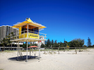 Lifeguard tower No.3 located at Coolangatta along the Gold Coast. Popular with surfers and swimmers the ocean is very dangerous along the coast requiring the need for professional lifeguards.