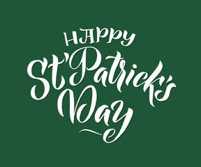 Happy Saint Patrick's Day logotype. Hand lettering Irish vector design. Beer festival lettering typography icon. Saint Patricks day greeting card. Vector template for banner, poster, flyer, postcard