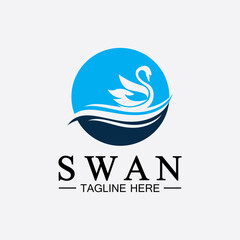 Swan logo icon vector illustration  design template.elegant Flying swan bird logo