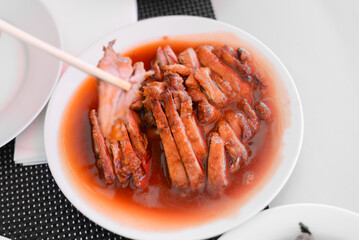 Roasted peking duck with soy Sauce, Chinese style