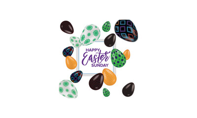 Easter Sunday holiday banner with 3d colorful egg vector design