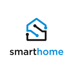smart home icon house logo wit blue black color