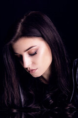 Fototapeta premium attractive brunette make up look close up shoot in studio