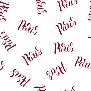Paris lettering seamless pattern. Vector hand drawn illustration.