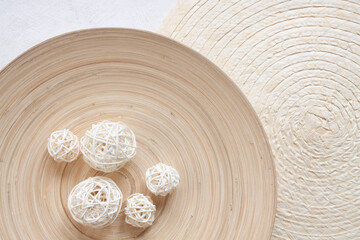 Decorative balls wicker from branches for decor and design.