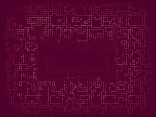 Naklejka premium abstract circuit board background with lines. Ornate glow stylish backdrop in dark red and pink colors for festive card. Cool creative jewellery design great for layout of invitation. 