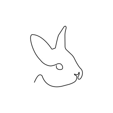 Rabbit One Continuous Line Vector Graphic Abstract Logo