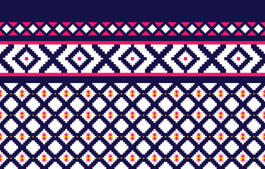 Geometric ethnic pattern traditional Design for background,carpet,wallpaper,clothing,wrapping,Batik,fabric,sarong,Vector illustration embroidery style.