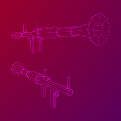 Anti-tank rocket propelled grenade launcher - RPG 7. Wireframe low poly mesh vector illustration.
