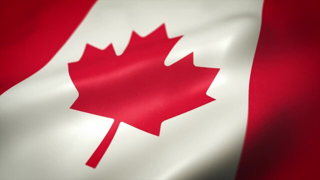 Canada Flag Waving Textured Background Loop/ 4k animation of a waving textured canadian flag background, with fabric and wind effect seamless looping