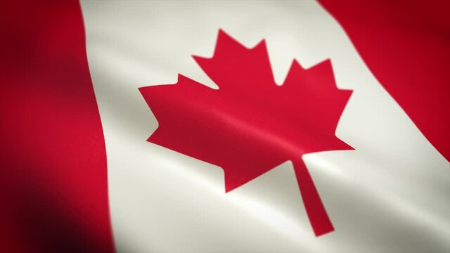 Canada Flag Waving Textured Background Loop/ 4k animation of a waving textured canadian flag background, with fabric and wind effect seamless looping