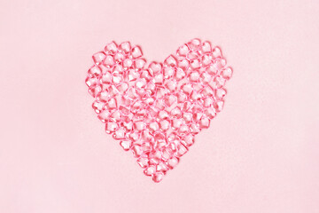 Festive pink card for Valentines day or Mothers day with hearts