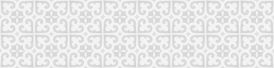 Old white gray grey vintage worn shabby elegant floral leaves flower patchwork motif tiles stone...