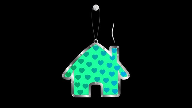 Animated keychain house on a blank background. Buying a home.
