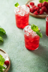 Fresh raspberry cocktail with basil