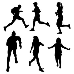 Silhouettes of runner Vector