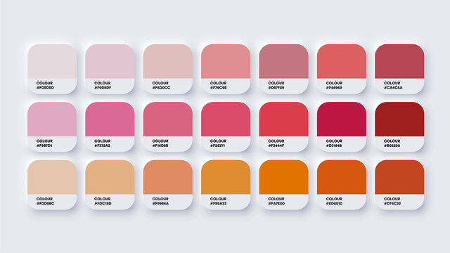 Pantone Colour Palette Catalog Samples Red and Orange in RGB HEX.  Neomorphism Vector Stock-Vektorgrafik | Adobe Stock