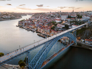 Cityscape of Porto by sunset, Portugal