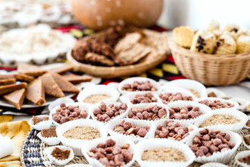 Variety of delicious dessert from Angola on a table