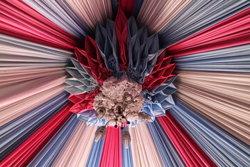 close up of a red and white background