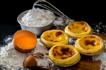 Egg tart, crispy crunchy pie crust with a smooth, burnt egg filling