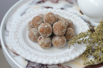Handmade candies from apricots dates and nuts