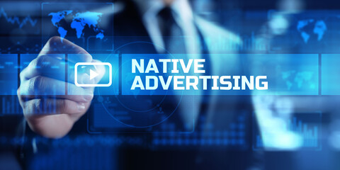Native advertising internet publication concern digital marketing business concept.