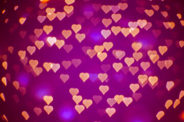 Blurring background bokeh of hearts, Valentine's Day.