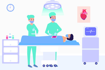 Heart surgery 2D flat vector concept for banner, website, illustration, landing page, flyer, etc