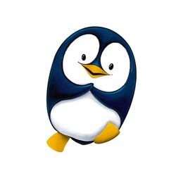 Digital illustration of penguin. Cartoon, character design. 