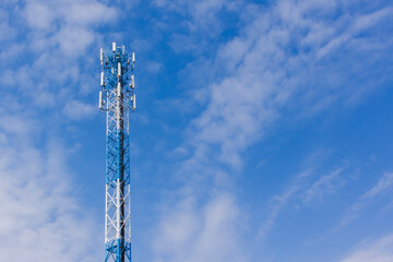 Telecommunication tower for 4 G  and 5 G cellular. Wireless communication  antenna base transciever...